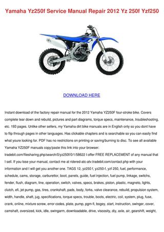 Yz250f Service Manual Free Download